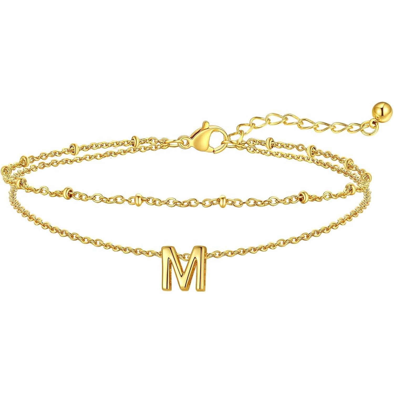 FaithHeart Initial Ankle Bracelets for Women, Waterproof 14k Gold Plated Initial Anklets Non Tarnish Stainless Steel Cute Layered Anklet Summer Beach Jewelry