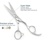 5.5" Barber Hair scissors Professional Hair Cutting Shears 440C Hair Cutting Scissors Shears Haircut Scissors Silvery Convex Blades KINSARO for Hairdresser Barber or Home Use
