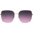 SOJOS Trendy Oversized Square Metal Frame Sunglasses for Women Men Retro Big Flat Lens UV Protection Sunglasses SJ1146 Gold/Gradient Greyish-purple