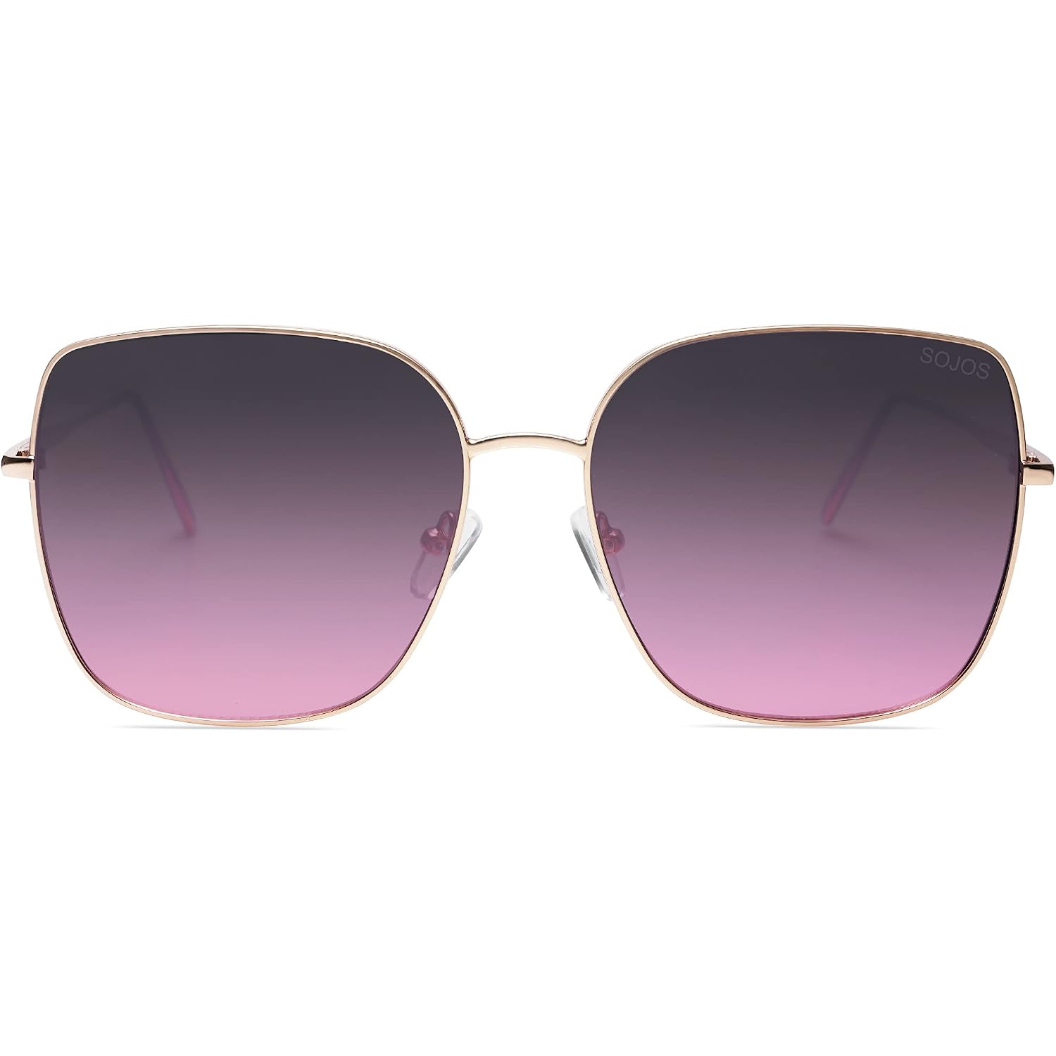 SOJOS Trendy Oversized Square Metal Frame Sunglasses for Women Men Retro Big Flat Lens UV Protection Sunglasses SJ1146 Gold/Gradient Greyish-purple