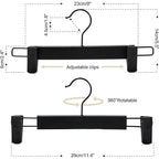 Guanjune 10 Pack Clothes Pants Hangers, Space-Saving Skirt Holders With 360 ° Swivel Hooks, Adjustable Clips, Trouser Coat Garment Jeans Black