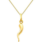 The World Jewelry Center 14k Yellow Gold Cornicello Italian Horn Pendant with 0.65mm Box Link Chain Necklace