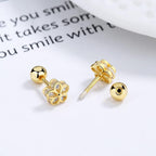 Gold Stud Earrings 925 Sterling Silver 18K Gold Plated Cubic Zirconia Screw Back Cute Hypoallergenic for Women Jewelry Gift Mother's Day