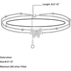 Silver Ankle Bracelets for Women,14K Heart Double Layer Women's Anklets Adjustable Beach Anklets Gifts Jewelry for Women Teen Girls (mit gift box)…