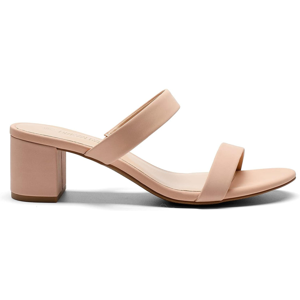 Dream Pairs Women'S Two Strap Open Toe Low Block Chunky Heels Sandals Dress Pumps Casual Summer Mules Shoes
