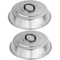 12 Inch Heavy Duty Cheese Melting Dome Wok Lids - Stainless Steel Griddle Grill Accessories - Durable Round Basting, Steaming Cover - Heat Resistant Handle for Flat Top Griddle Grill- 2 Domes