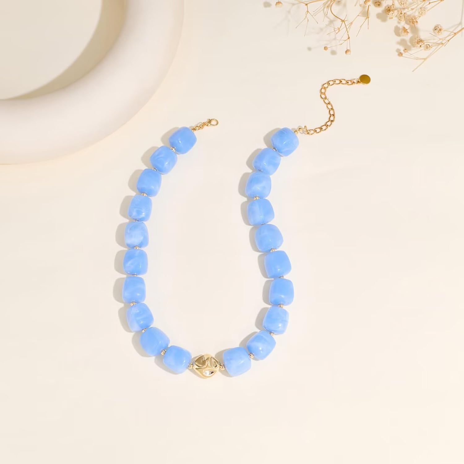 Colorful Chunky Necklaces for Women Multicolored Large Square Acrylic Beads Necklace Trendy Bold Statement Beaded Necklace Summer Vacation Choker Jewelry
