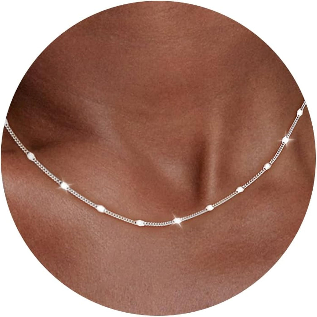 Carffordo Mothers Day Gifts 925 Sterling Silver Necklace Silver Chain Necklace for Women Cuban Link Chain 16K Gold Plated Chain Simple Dainty Necklace for Women Waterproof Trendy Jewelry Gift