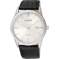 Citizen Quartz Mens Watch, Stainless Steel With Leather Strap, Casual