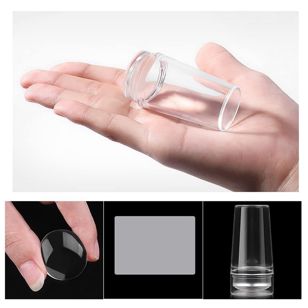 French Tip Tool,Nail Art Stamper Kit,Clear Silicone Stamping Jelly With Scraper,French Tip Stamp For Manicure Home DIY Nail Tips(2 PCS)