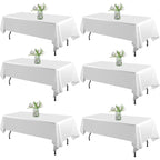 WIGENIUS 6 Pack White Table Cloth Rectangle Tablecloths 60X102 Inch,Polyester Table Cloth for 6 Foot Rectangle Tables,Wrinkle Resistant Washable Fabric Table Covers for Party,Wedding Banquet