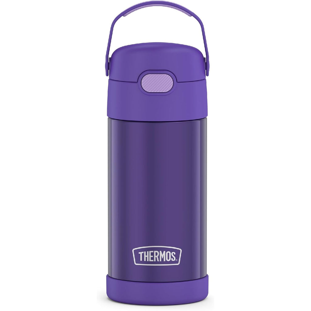 THERMOS FUNTAINER Water Bottle with Straw - 12 Ounce - Kids Stainless Steel Vacuum Insulated Water Bottle with Lid, Violet