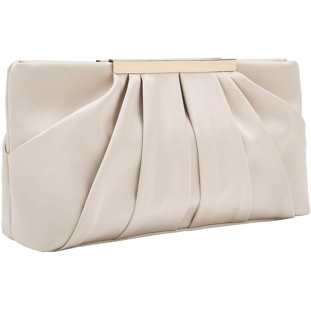 CHARMING TAILOR Clutch Evening Bag Elegant Pleated Satin Formal Handbag Simple Classy Purse for Women