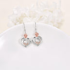 Mothers Day Gifts for Mom Mom Earrings with Rose Flower Love Heart 925 Sterling Silver Crystal Dangle Drop Hook Earrings Jewelry