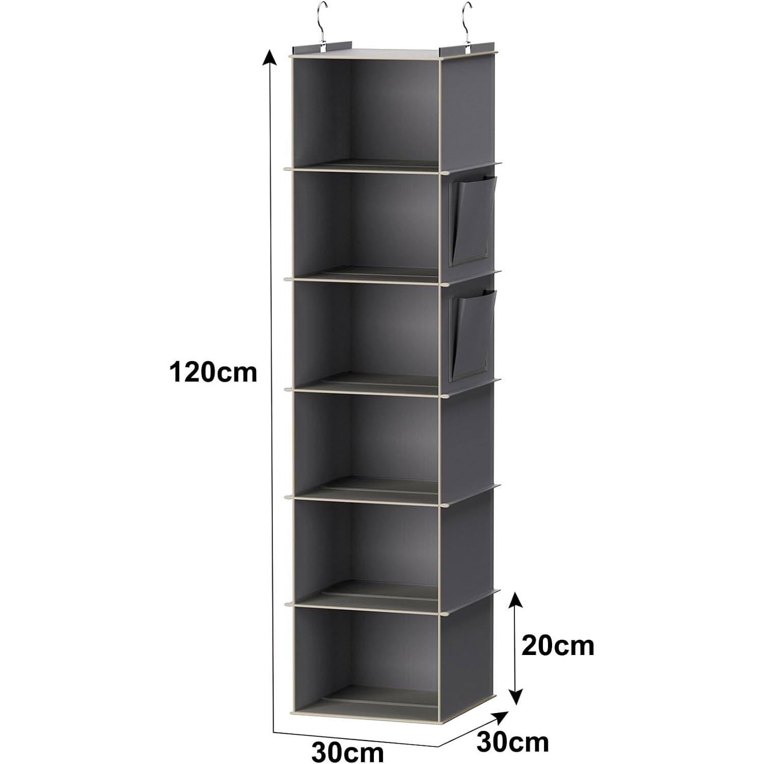 Youdenova Hanging Closet Organizer And Storage, 6-Shelf Closet Hanging Storage Shelves, Grey
