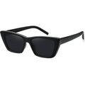 WOWSUN Narrow Small Vintage Polarized Cat Eye Sunglasses for Women Black