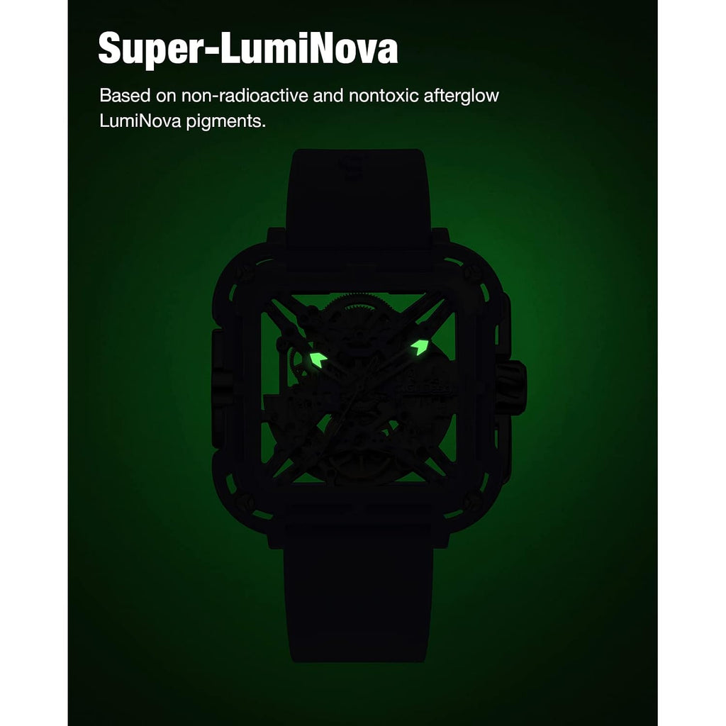 Ciga Design Watches For Womens X Series - Machina, Mechanical Automatic Watches Fashion All-Match Wrist Accessories Sapphire Crystal Analog Skeleton Watches With Silicone Strap