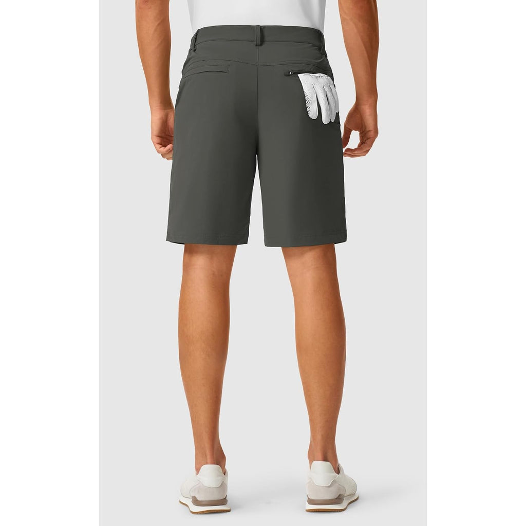 Rdruko Men'S Stretch Golf Shorts 9" Quick Dry Lightweight Elastic Waist Waistband Flat Front Dress Shorts With 5 Pockets