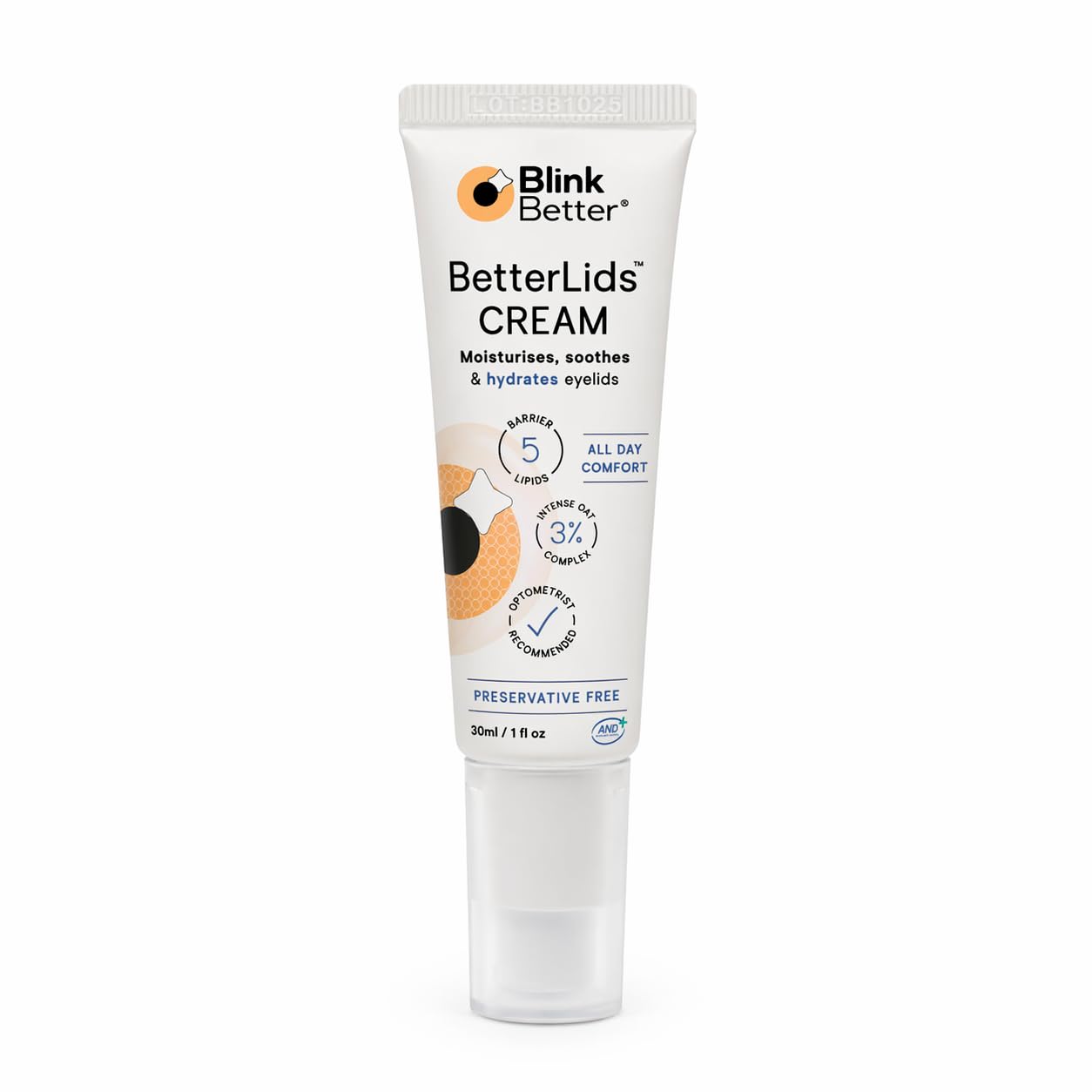 Blinkbetter Betterlids Restore Eyelid Cream – Barrier Support To Hydrate, Soothe & Moisturise Dry, Itchy, Red & Sensitive Eyelids – Lightweight Daily Formula With 3% Oat & Ceramides, 1 Fl Oz