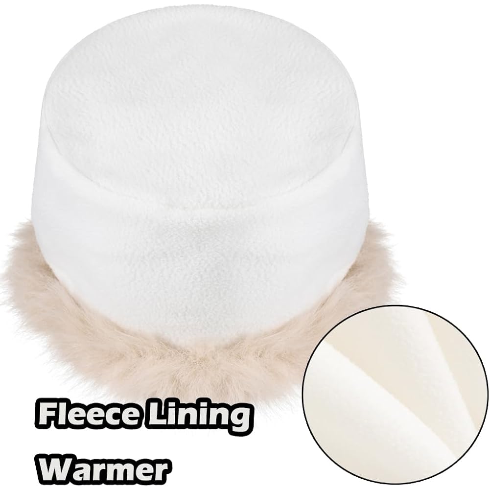 SIQITECHNO Unisex Faux Fur Cossack Ushanka Style Hat Furry Russian Trapper Hat Winter Fuzzy Outdoor Hunting Cap