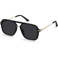 Fanshen Trendy Sunglasses Womens Men, Square Aviator Polarized Sun Glasses UV Protection for Driving, Travel & Everyday Wear A01 Black
