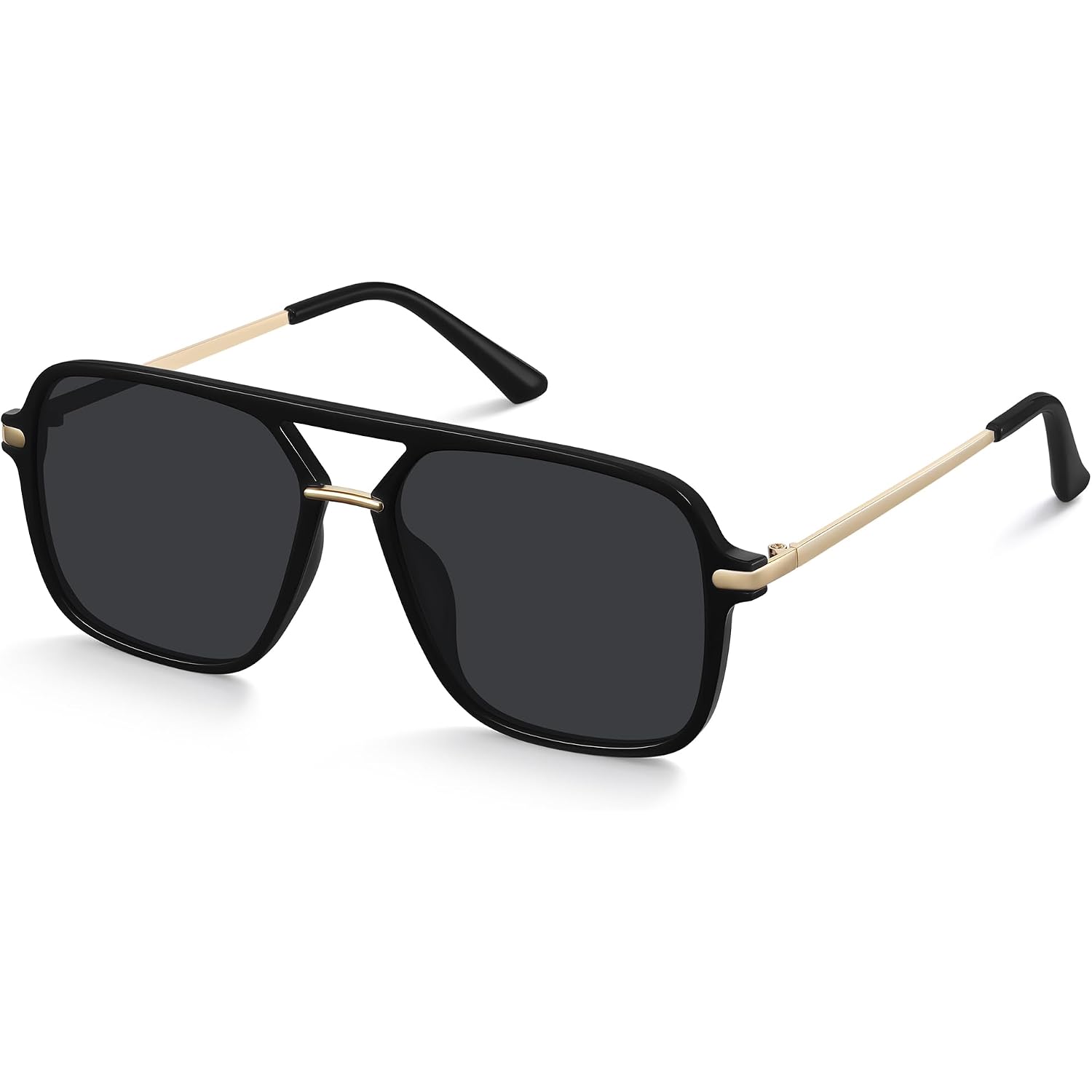 Fanshen Trendy Sunglasses Womens Men, Square Aviator Polarized Sun Glasses UV Protection for Driving, Travel & Everyday Wear A01 Black
