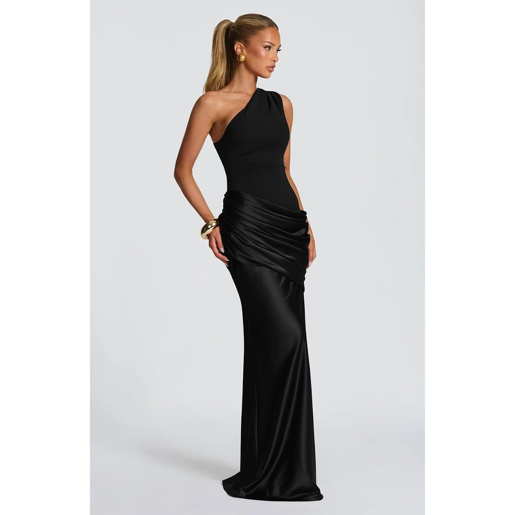 Memoriesea Women'S One Shoulder Pleated Formal Wedding Maxi Dress | Formal, Evening Gown