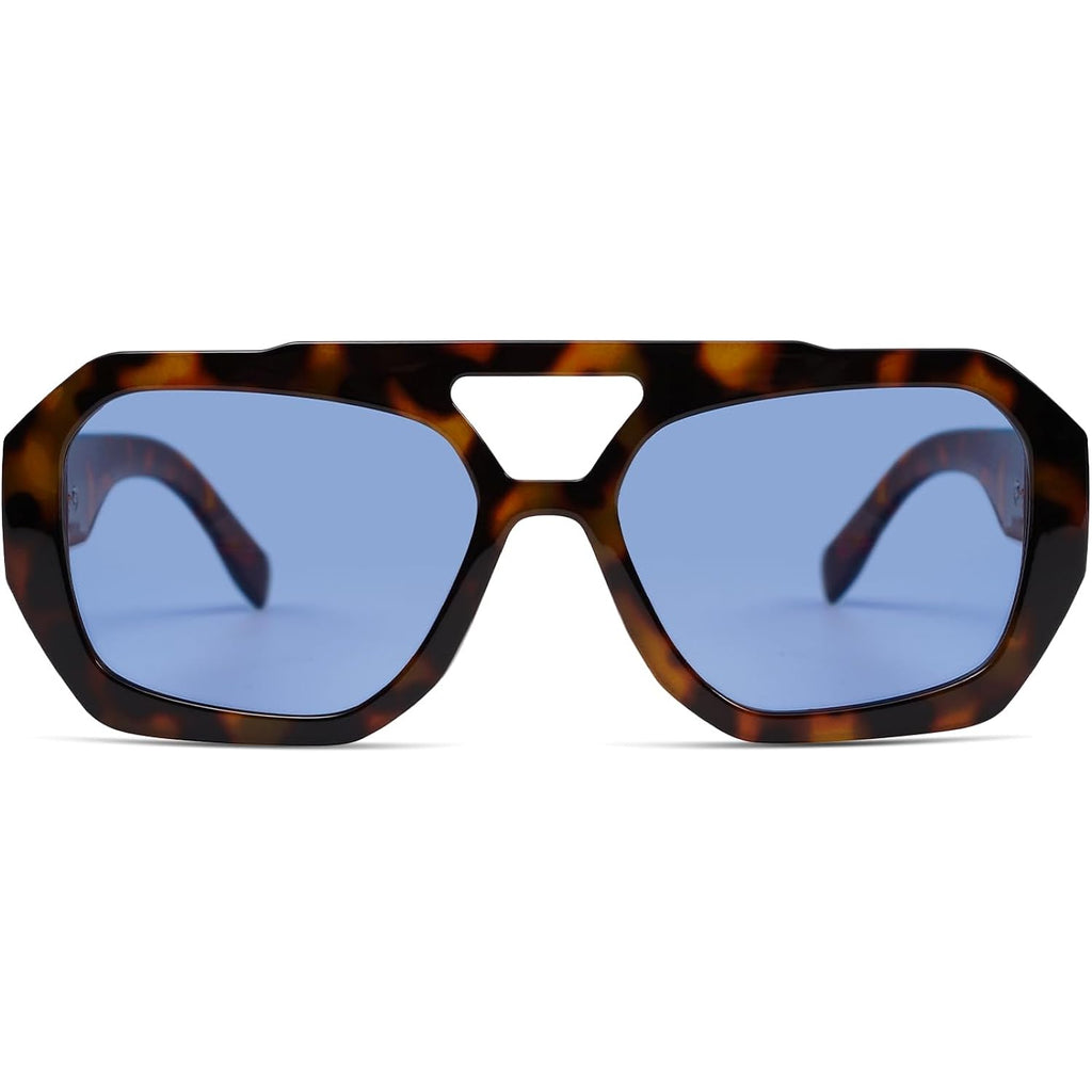 Sojos Trendy Aviator Sunglasses For Womens Mens Polarized,Hexagonal Square Double Bridge Designer Inspired Sun Glasses Sj2288