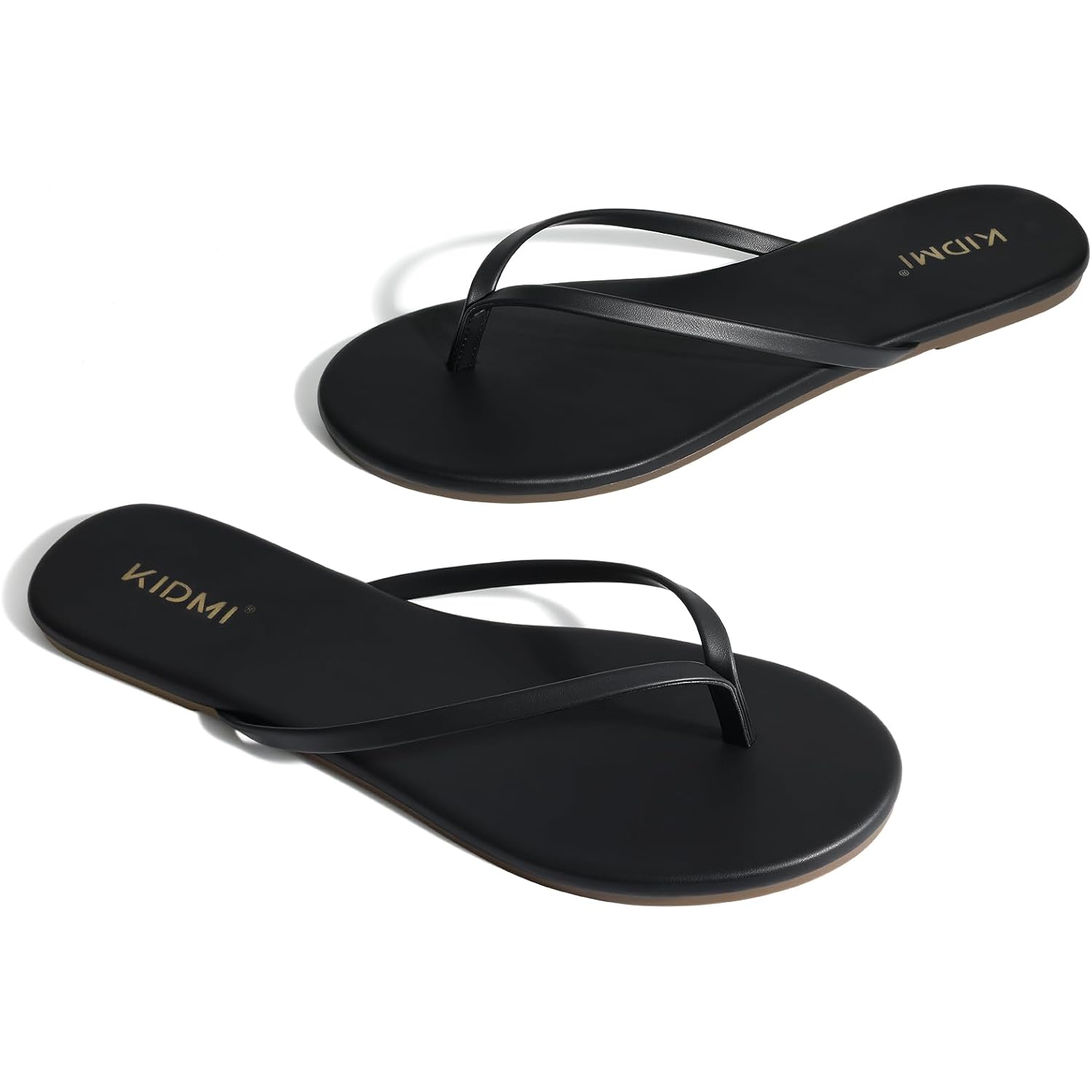 Kidmi Thong Flip Flops For Women - Memory Foam Summer Beach Sandals For Women - Vegan Leather Flat Sandals
