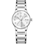 Olevs Women'S Watch Small Face Slim Ceramic And Stainless Steel Bracelet Luxury Diamond Accents Elegant Ladies Dress Wrist Watch Waterproof Luminous Quartz Jewelry Watches Gift For Women