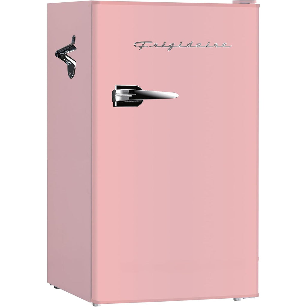 Frigidaire Efr376 Retro Bar Fridge Refrigerator With Side Bottle Opener, 3.2 Cu. Ft, Pink/Coral