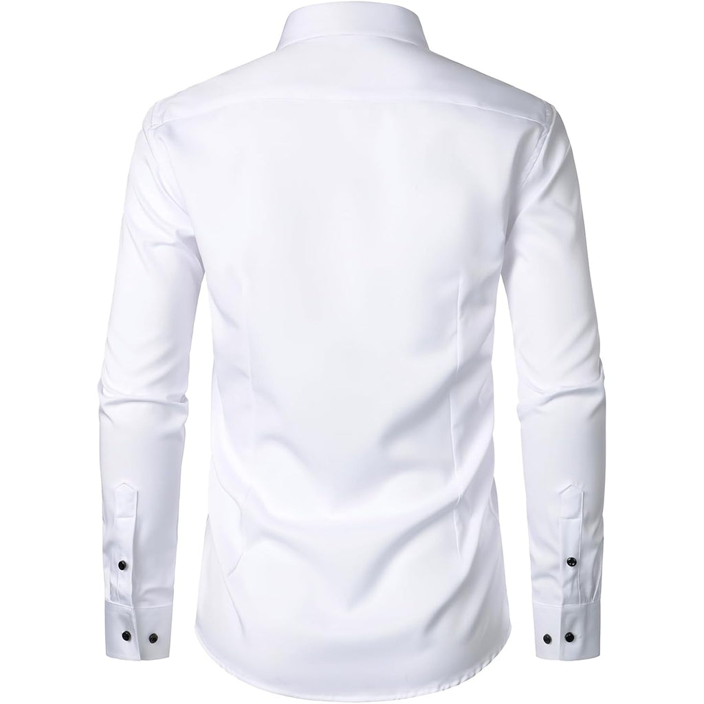 Zeroyaa Men'S Long Sleeve Dress Shirt Modern Slim Fit Wrinkle-Free Casual Business Button Up Shirts