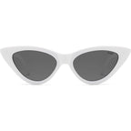 SOJOS Retro Vintage Narrow Cat Eye Sunglasses for Women Clout Goggles Plastic Frame SJ2044 Snow White Frame/Grey Lens