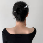 6Pcs Star Moon Hair Sticks For Buns Long Hair Chinese Hanfu Asian Vintage Hair Chopsticks Metal Silver Hair Bun Updo Holders Long Hairpins For Women Girls