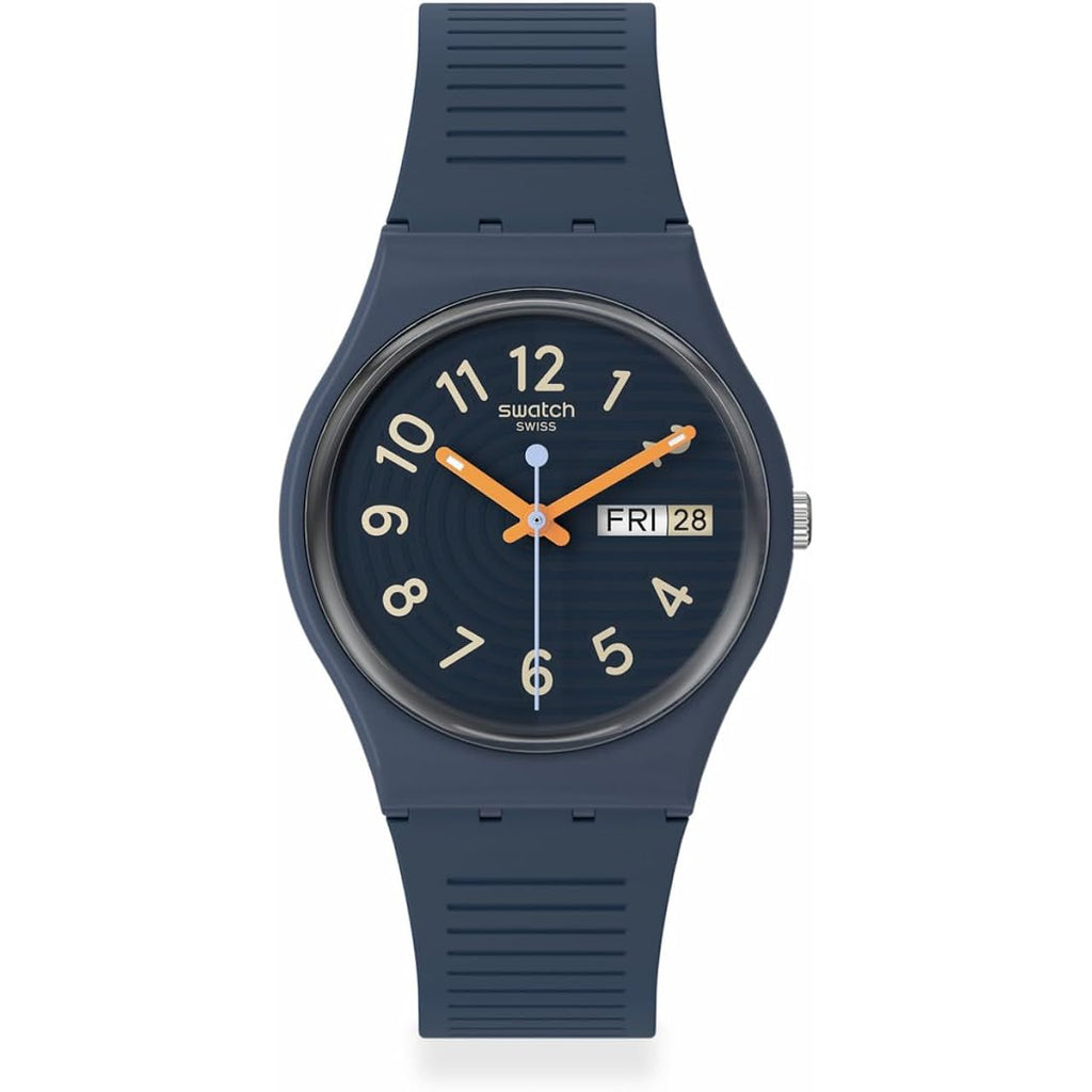 Swatch Gent Biosourced Unisex Watch Casual Polymer Blue Quartz Waterproof Trendy Lines At Night