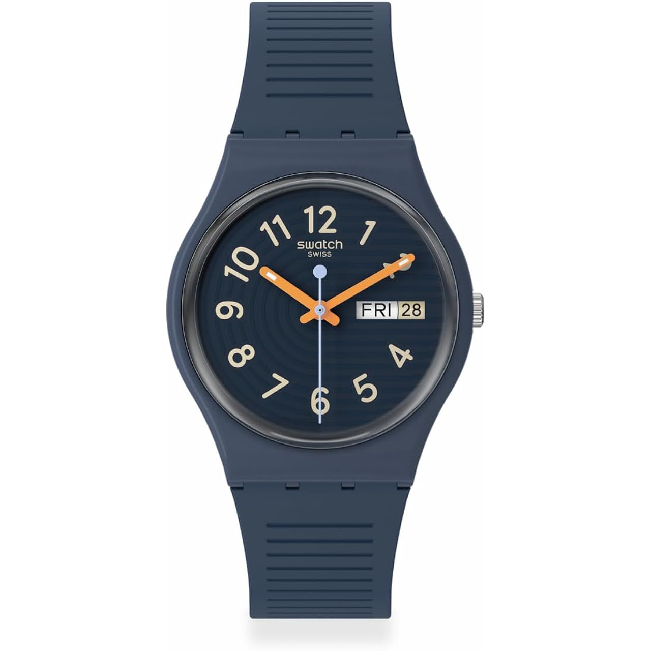 Swatch Gent Biosourced Unisex Watch Casual Polymer Blue Quartz Waterproof Trendy Lines At Night