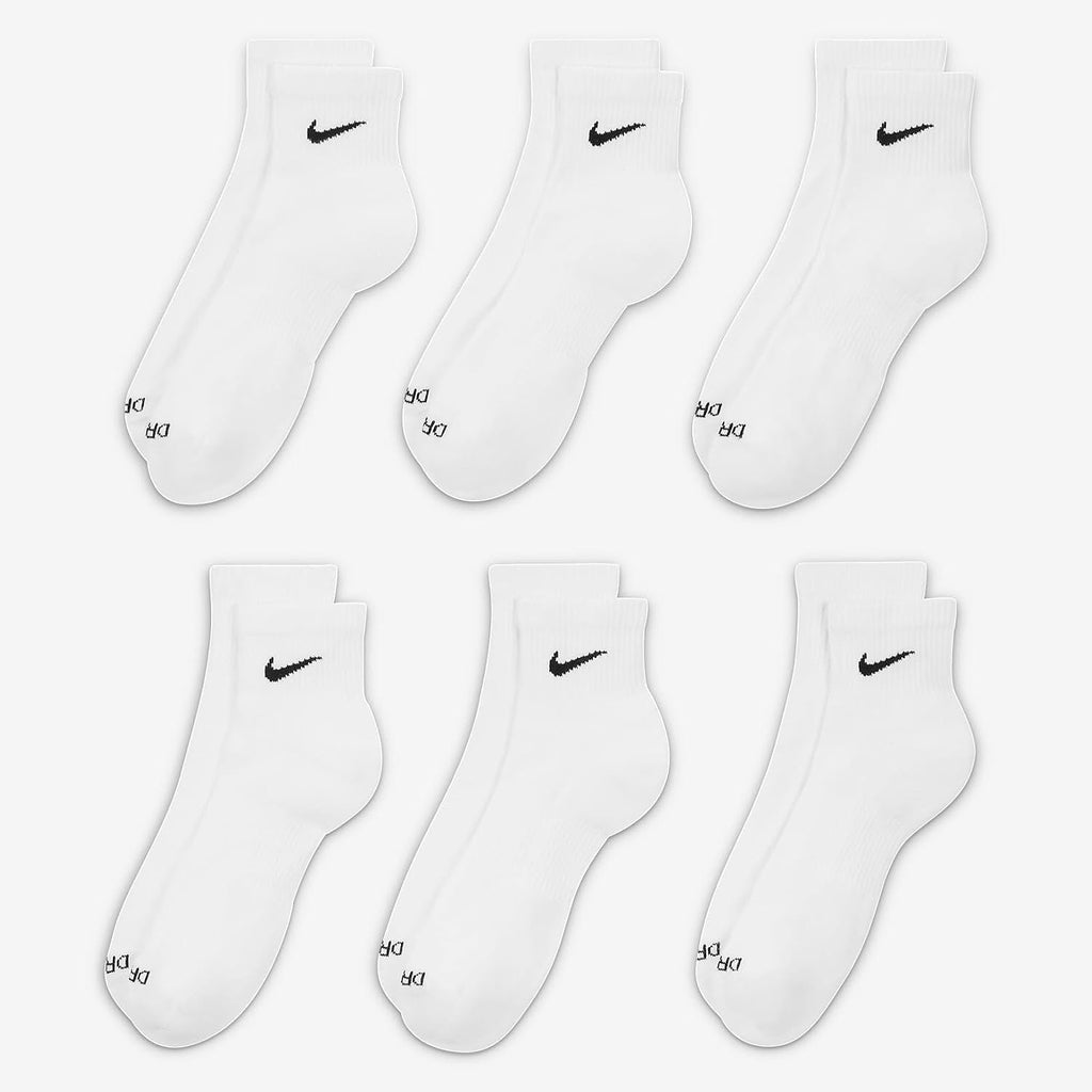 Nike Mens Everyday Cushion Ankle Socks 6-Pack Sx6899, White, Medium