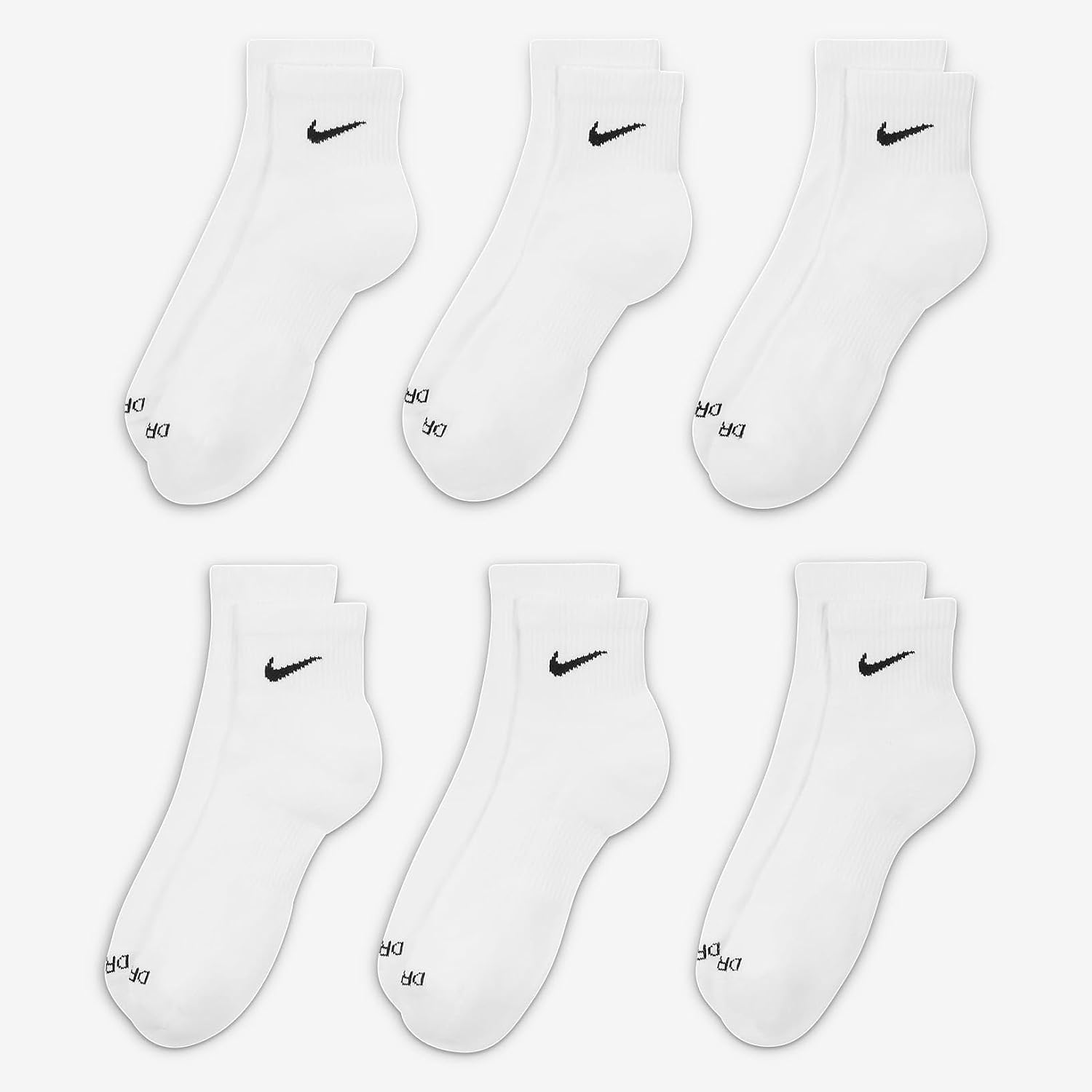 Nike Mens Everyday Cushion Ankle Socks 6-Pack Sx6899, White, Medium