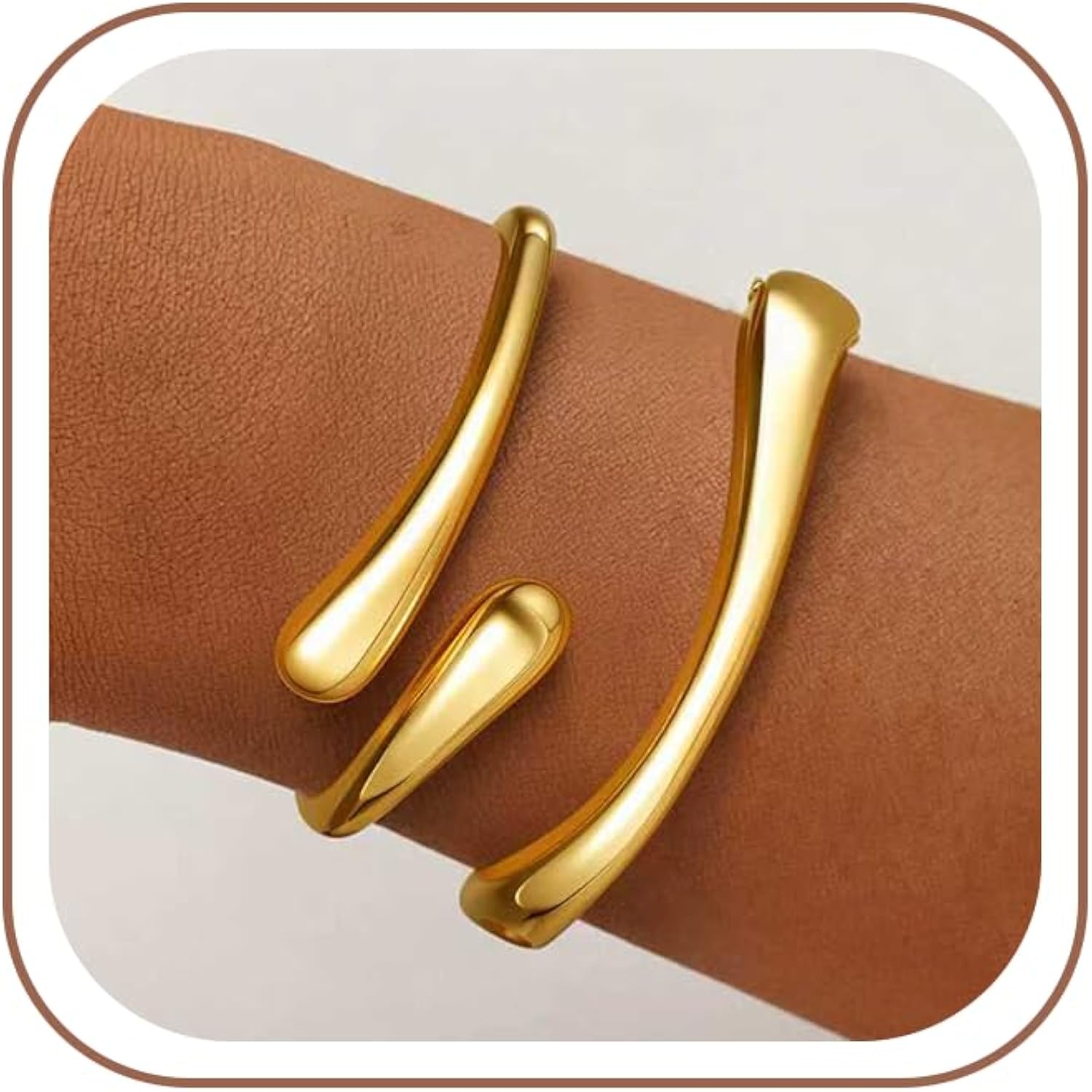 Gold Bracelets for Women Trendy, 18K Gold Plated Bangle Bracelet Set Chunky Twist Cuff Gold Bracelet Non Tarnish Waterproof Jewelry Gifts for Women