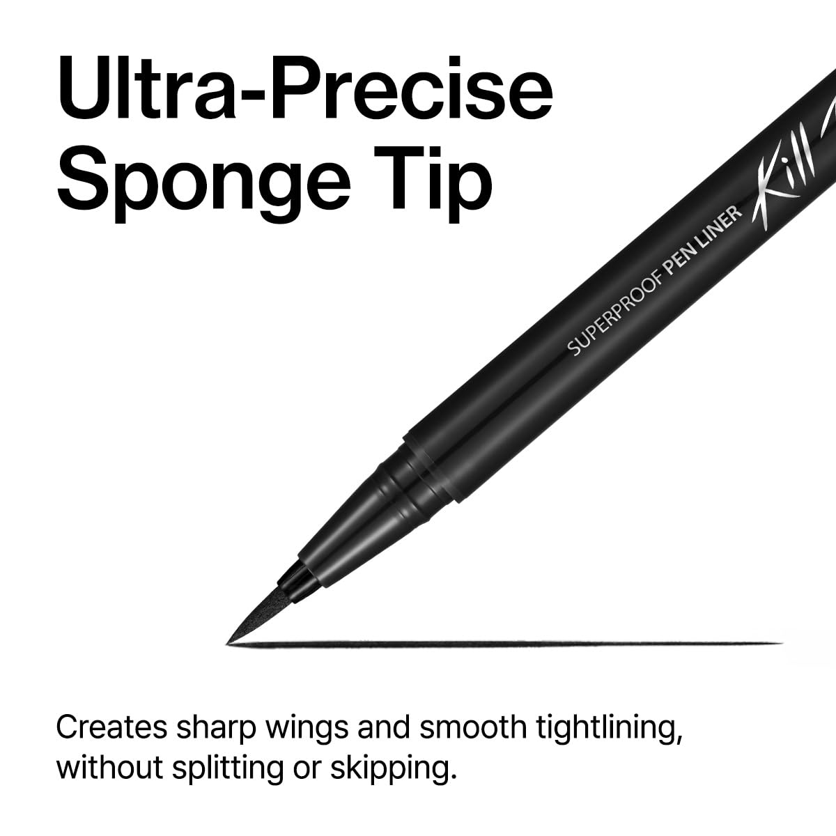 CLIO Superproof Pen Liquid Eyeliner, Ultra Precision Sponge Tip, One Stroke High Pigment Color, Waterproof Smudge Proof Long Wear, Fast Dry Formula, Sharp Wing Tightline Definition (001 Black)