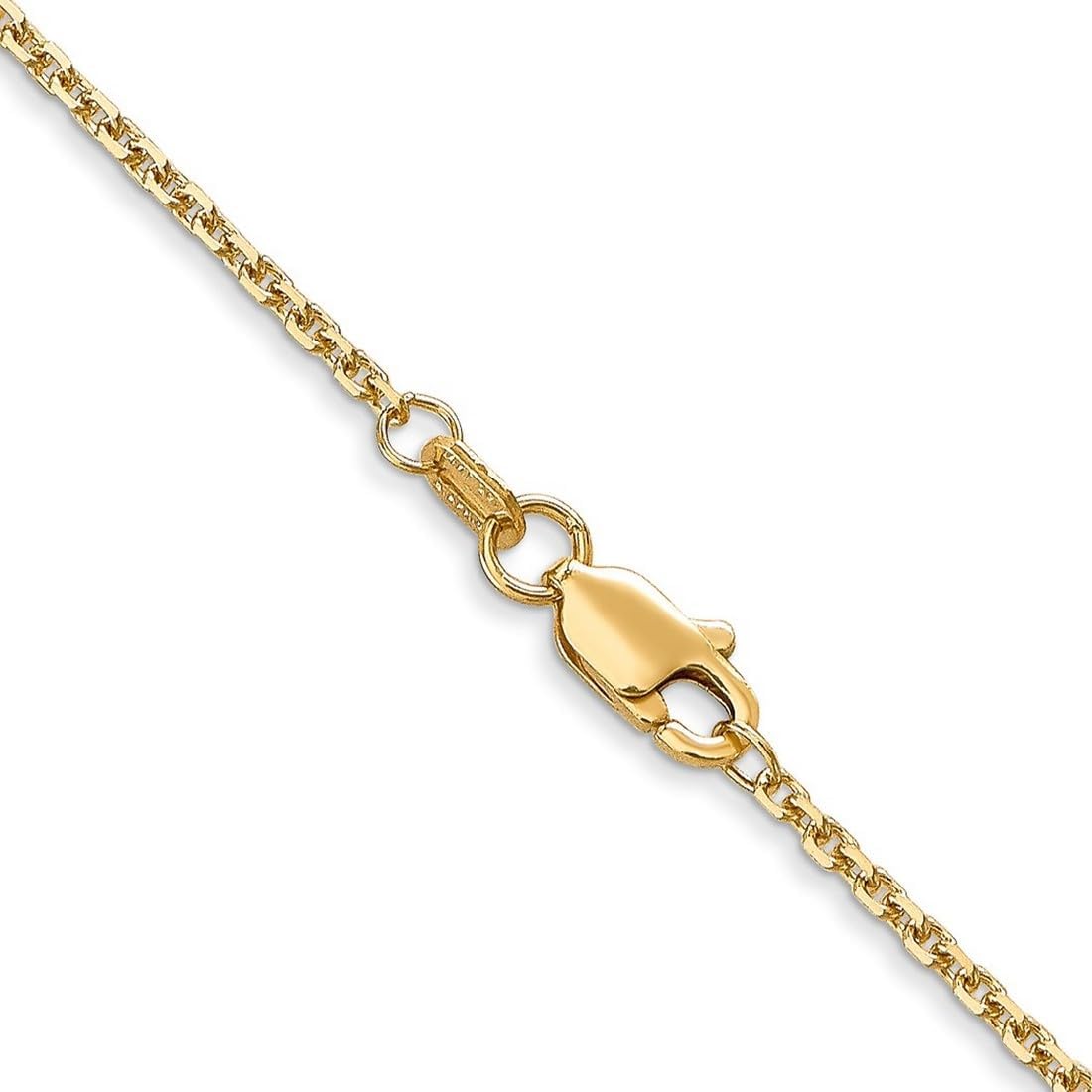 JewelryWeb 14k Yellow Gold Polished 1.3mm Solid Sparkle-Cut Cable Chain Necklace Lobster Claw Chain Necklace for Women and Men