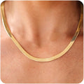 CHESKY Gold Necklace for Women-14K Plated/S925 sterling silver Snake Chain Necklace Dainty Simple Chunky Herringbone Necklace Gold Choker Necklaces Jewelry for Women Mothers Day Gifts for Mom