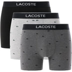 Lacoste Men'S Cotton Stretch Mini Croc Print Boxer Briefs, 3-Pack