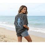 Christian Oversized Shirt for Women Faith Bible Verse Graphic Tee Top Vacation Summer Casual Boho Wildflowers T Shirt Dark Grey