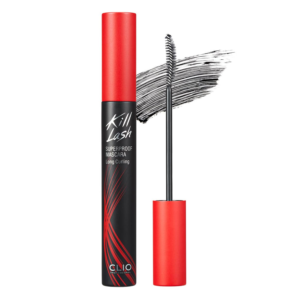 Clio Kill Lash Superproof Mascara, Waterproof Fiber Lengthening For Straight Lashes, Smudge & Flake-Proof, Clump-Free Lash Extension For Lifted Curl, Safe For Sensitive Eyes (001 Long Curling)