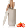Knife Set, Wiztoynia 6-Piece Khaki Kitchen Knife Set for Home, Anti-Rust Non-stick Stainless Steel Sharp Chef Knife Sets with Universal Knife Block for Kitchen, Ergonomical Design (Khaki)