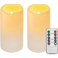 2Pack Outdoor Plastic Flameless Candles With Remote Control And Timer | Led Flickering Battery Operated Electric Pillar Candles (D3 Xh5.5) For Camping, Weddings, Home Decoration