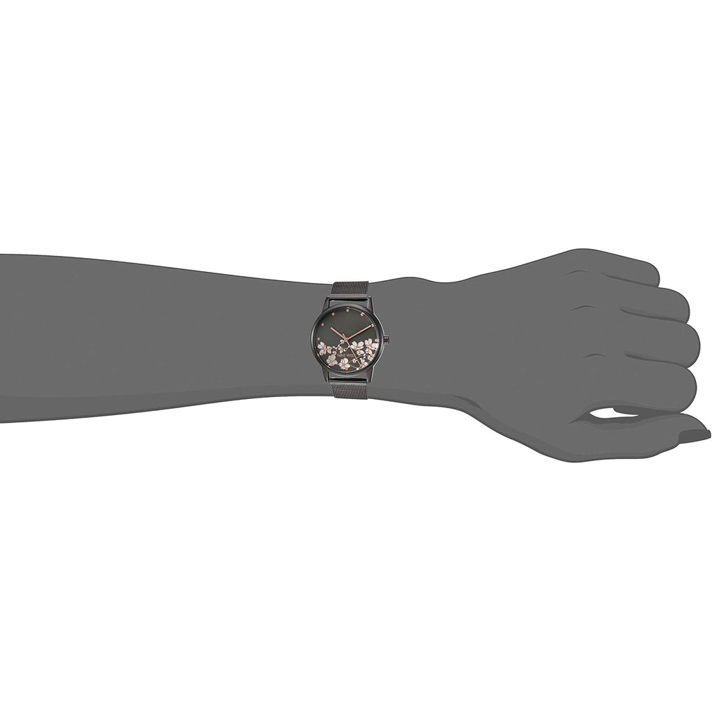 Nine West Women's Floral Dial Mesh Bracelet Watch