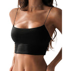 Women'S Sexy Spaghetti Strap Camisole Tank Tops Y2K Tube Slim Fitted Yoga Basic Cami Crop Top