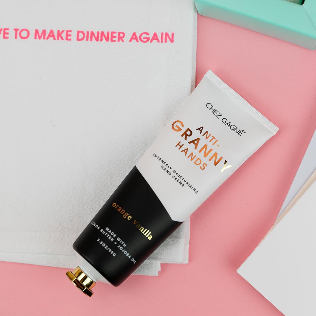 Chez Gagné Intensely Moisturizing Vegan Hand Cream (3.4oz) Jojoba Oil Cocoa Butter- Non-Greasy, Fast-Absorbing, Made In US - Anti-Granny Hands - Mother's Day - Funny Gift for Mom (Orange Vanilla)